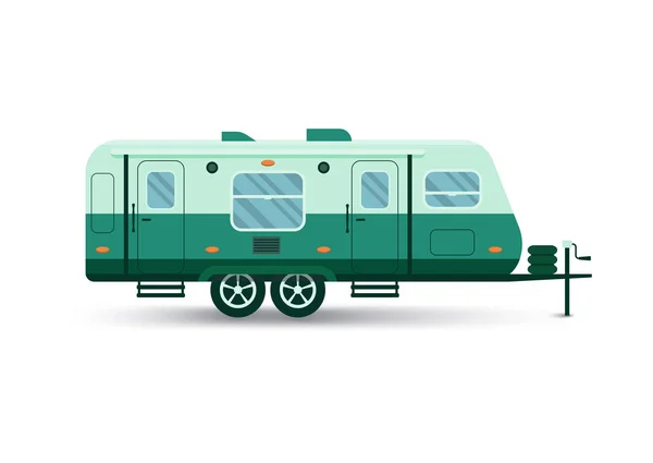 Camping remolque icono plano — Vector de stock