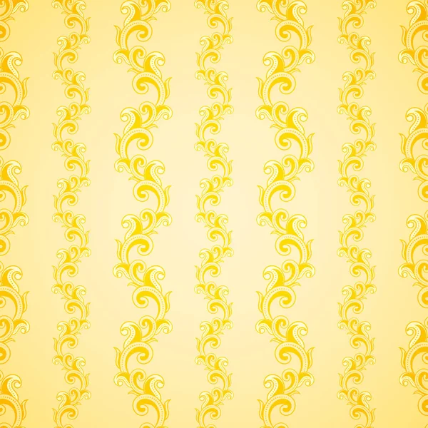 Wallpapper sömlös gyllene mönster på ljus bakgrund — Stock vektor