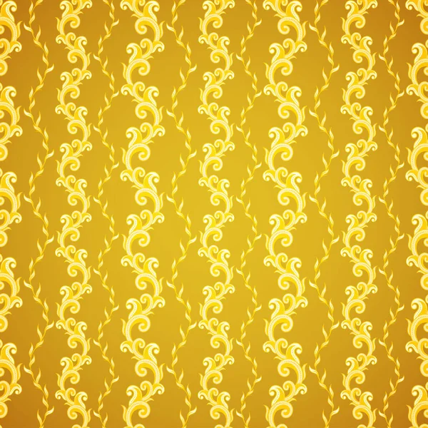 Wallpapper sömlös gyllene mönster på ljus bakgrund — Stock vektor