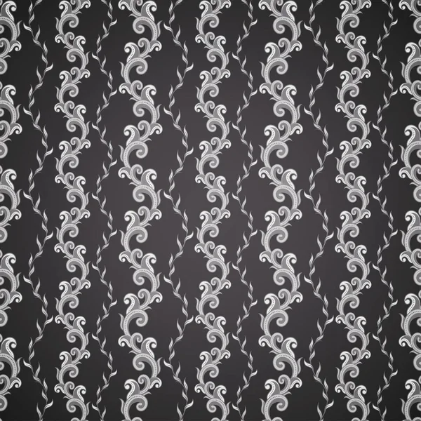 Wallpapper senza soluzione di continuità modello in bianco e nero su sfondo scuro — Vettoriale Stock