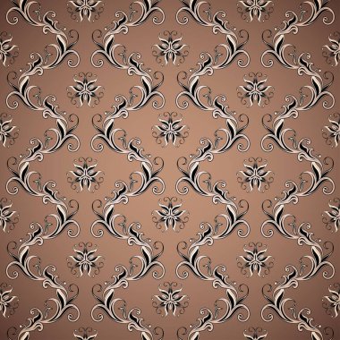 Duvar kağıdı, koyu arkaplanda kahverengi desenli.