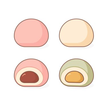 Mochi Set. Mochi. Geleneksel Japon tatlı tatlısı. Fasulye ezmeli pirinç unu topu. Bento mochi.. 