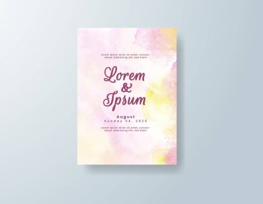 Soyut suluboya arkaplan içeren düğün davetiyesi
