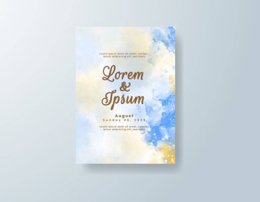 Soyut suluboya arkaplan içeren düğün davetiyesi
