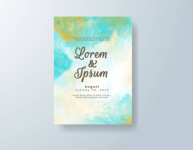 Soyut suluboya arkaplan içeren düğün davetiyesi