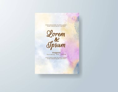 Soyut suluboya arkaplan içeren düğün davetiyesi