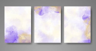 Parlak renkli vektör suluboya arkaplanlı kartlar. Randevunuz, kartpostalınız, afişiniz için tasarım.