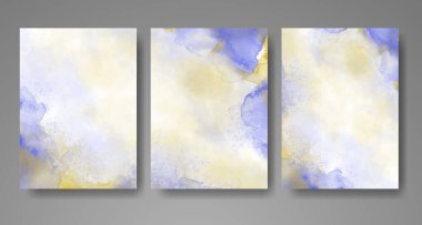 Parlak renkli vektör suluboya arkaplanlı kartlar. Randevunuz, kartpostalınız, afişiniz için tasarım.