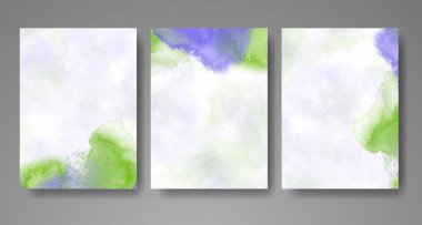 Parlak renkli vektör suluboya arkaplanlı kartlar. Randevunuz, kartpostalınız, afişiniz için tasarım.