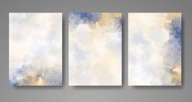 Parlak renkli vektör suluboya arkaplanlı kartlar. Randevunuz, kartpostalınız, afişiniz için tasarım.