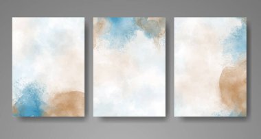 Parlak renkli vektör suluboya arkaplanlı kartlar. Randevunuz, kartpostalınız, afişiniz için tasarım.