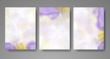 Parlak renkli vektör suluboya arkaplanlı kartlar. Randevunuz, kartpostalınız, afişiniz için tasarım.