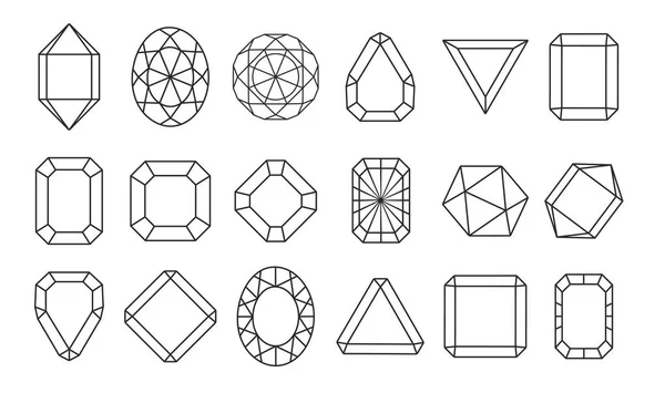Набір Діамантових Або Блискучих Піктограм Лінійні Діаманти Векторна Колекція — стоковий вектор