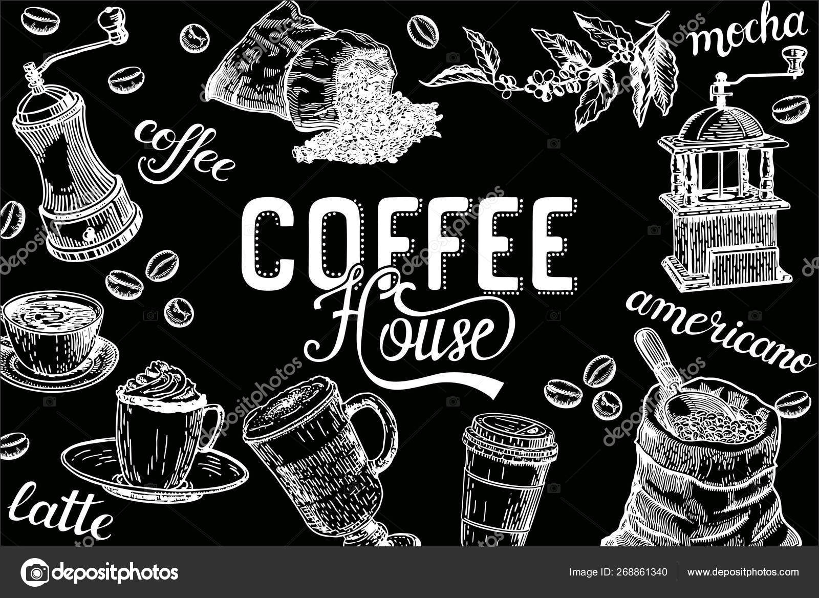Poster Coffee House Coffee Shop Cafe Restaurant Chalkboard Background Stock Vector Image By C Luisvv