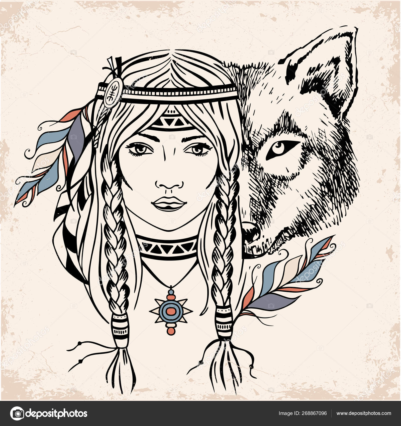 Native American Drawings Of Wolves