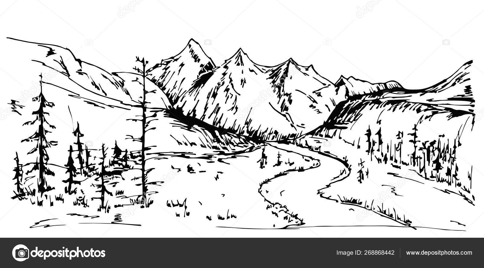 Hand Drawing Mountain Vector Art, Icons, and Graphics for Free Download