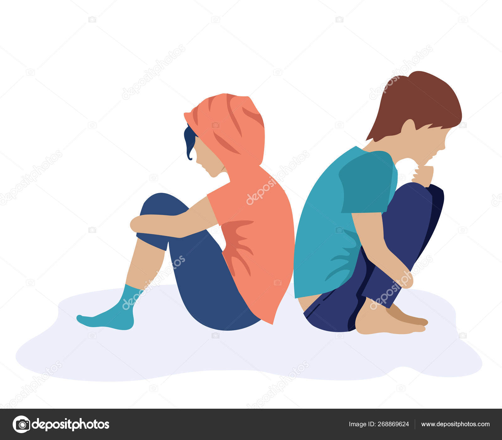 一对年轻人背对背地坐在一起矢量插图男人和一个女孩背靠背坐着图库矢量图©luisvv 268869624, image size:1600x1405