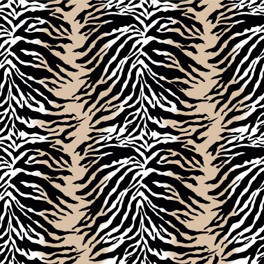 Satır ile hayvan deseni sorunsuz arka plan. Dikişsiz desen arka plan, hayvan yaban hayatı kaplan derisi İllüstrasyon. Vektör kaplan çizgili dikişsiz cilt baskıları. 