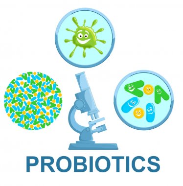 Probiyotikler. İnsan sağlığı için iyi bakteri ve mikroorganizmalar. Mikroskobik probiyotikler, iyi bakteri florası