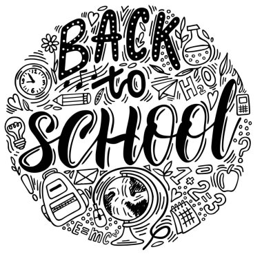 Elle çizilmiş karalamalarla okul geçmişine geri dönelim. Afişler, posterler, el ilanları için yazılar. Yaratıcı kroki tasarım reklam.