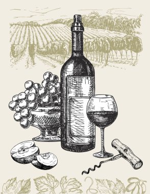 Vektör asma ürünlerin ayarlayın. Vektör çizim kroki tarzı. Elle çizilmiş tasarım öğeleri. 