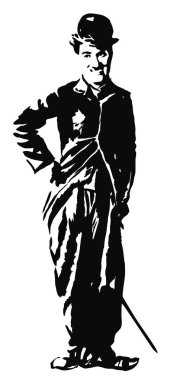 Charlie Chaplin Line Sanat Portre Vektörü 