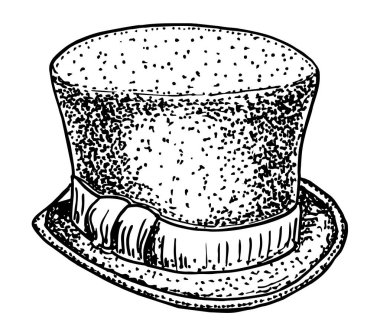 Silindir şapkası. Kroki ve oylanmış stil. Bay beyaz boru su kılıfı çubuk kapak sembol zarif