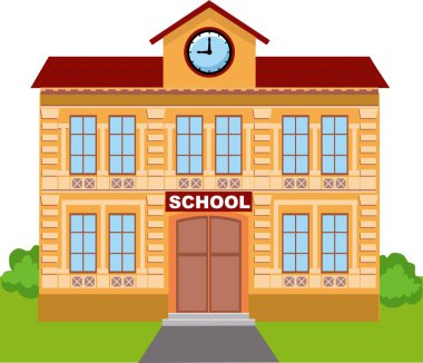 Okul binası simgesi. Okul ve eğitim. Şehir inşaatı için binalar. Düz stil vektör çizimi.