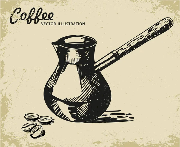 Значок Векторного Эскиза Кофейного Тюрка Тёрк Черный Кофе Ароматизированный Кофе — стоковый вектор