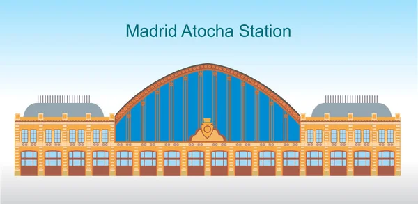 Modern Stads Byggnad Tågstation Madrid Atocha Station — Stock vektor