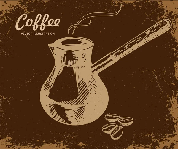 コーヒータークベクトルスケッチアイコン 手描きのコーヒーターク ブラックコーヒー フレーバーコーヒー — ストックベクタ