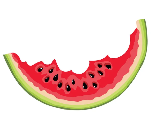 Biten Skivor Vattenmelon Vitt Vektor Illustration Skiva Vattenmelon — Stock vektor