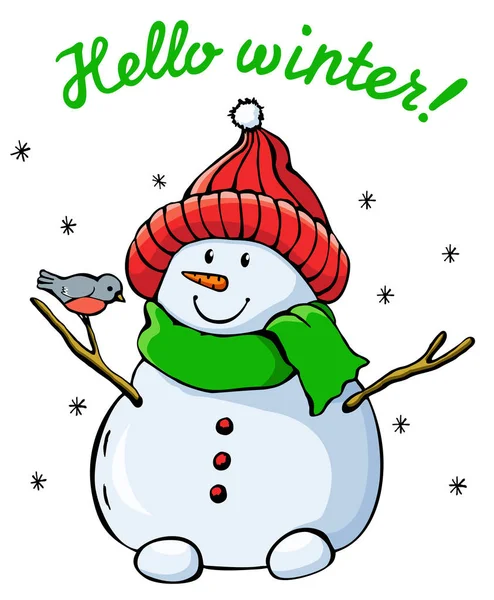 Sneeuwpop Vector Illustratie Kerst Nieuwjaar Vakantie Wenskaart Abstract Ontwerpsjabloon Sneeuwpop — Stockvector