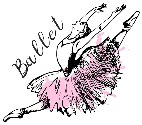 Bailarina Dançarina Ballet Menina Dança Fundo Branco Menina Bailarina Arte — Vetor de Stock
