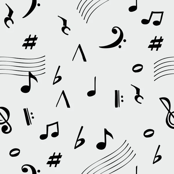 Modèle Sans Couture Notes Musique Fond Musical Avec Notes Symboles — Image vectorielle