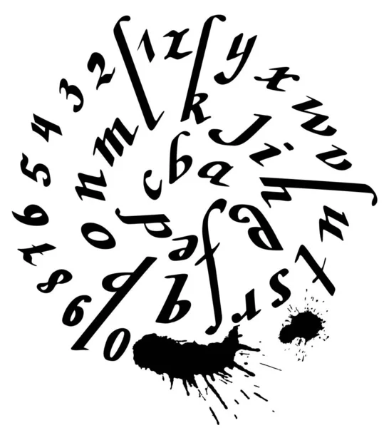 Alfabeto Pennello Calligrafia Set Lettere Maiuscole Minuscole Abc Con Vettore — Vettoriale Stock