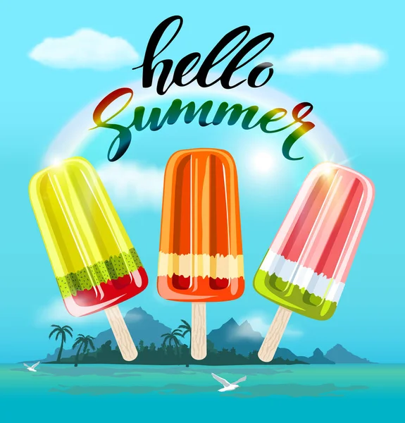 Zomer Poster Flyer Uitnodiging Tot Rust Hallo Zomer Achtergrond Met — Stockvector