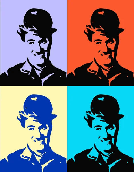 Charlie Chaplin Line Art Portrait Vector — Stock Vector