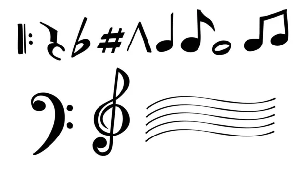 Notas Musicais Elemento Design Notas Música Ícone Vetor Ilustração Isolada — Vetor de Stock