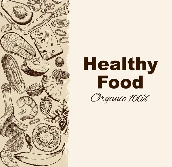 Vector Mão Desenhado Ilustração Alimentos Saudáveis Estilo Vintage Retro Esboço —  Vetores de Stock