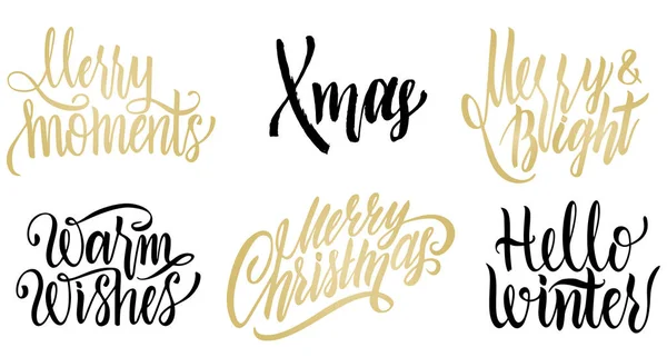 Різдвяні Написи Набір Різдвом Новим Роком Набір Типографіки Векторний Логотип — стоковий вектор