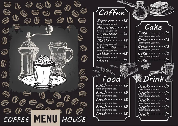 Вектор Брошюры Кафе Дизайн Меню Кофейни Шаблон Векторного Кафе Графикой — стоковый вектор