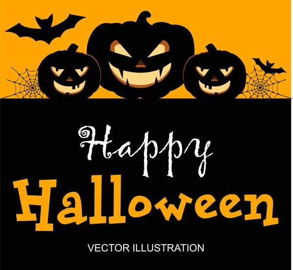 Noční Nápis Halloween Šablona Veselý Halloween Plakát Vektorová Ilustrace — Stockový vektor