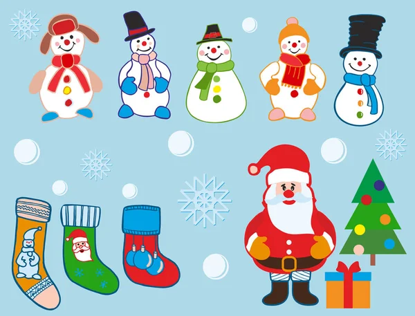 Kerst Icons Set Kerstset Van Verschillende Dingen Vector Illustratie — Stockvector