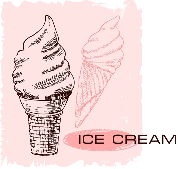 빈티지 달콤한 아이스크림 배경입니다 손으로 그림입니다 레스토랑 라벨에 사용할 있습니다 — 스톡 벡터