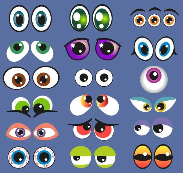 Ojos Establecer Ilustración Vectorial Divertidos Ojos Monstruo Cómico Aislados Enojado — Vector de stock