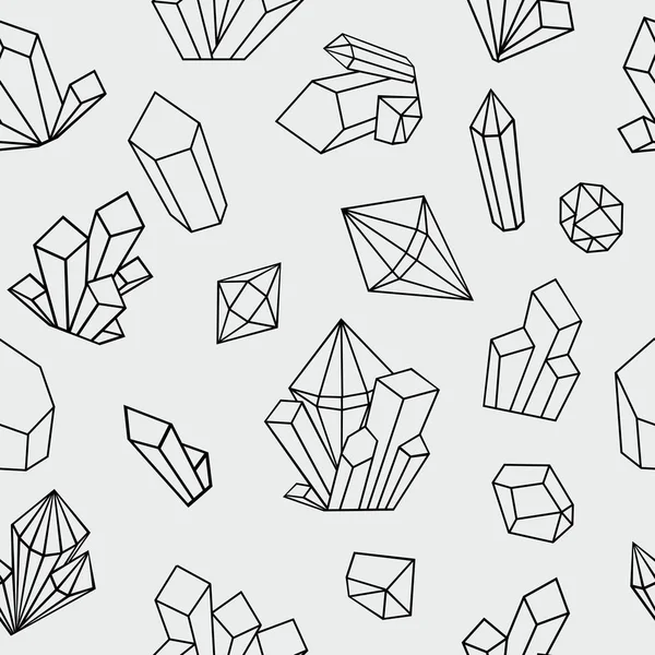 Kristallen Naadloze Patroon Naadloos Patroon Met Lijnen Getekende Kristallen Een — Stockvector
