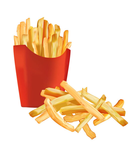 French fries illustration, vector drawing.
