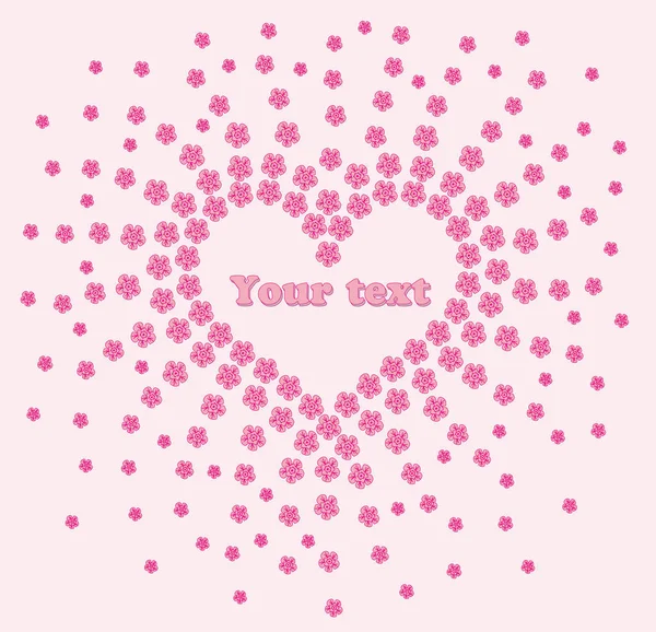 Cadre Forme Coeur Fleurs Roses Carte Saint Valentin Avec Fleurs — Image vectorielle