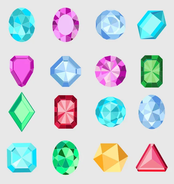 Gems Vector Juwelen Kostbare Diamanten Gem Set Diamond Brilliants Icons — Stockvector